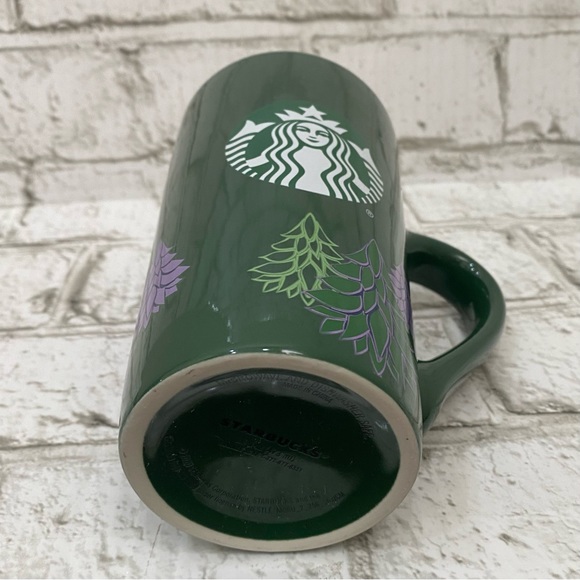2020 STARBUCKS Tall Green Holiday Pine Trees Ceramic Coffee Mug 16fl.oz - Picture 6 of 16